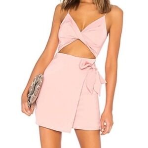 Superdown Kamryn Pink Resolve Mauve Cutout Wrap Romper Spaghetti Strap Medium